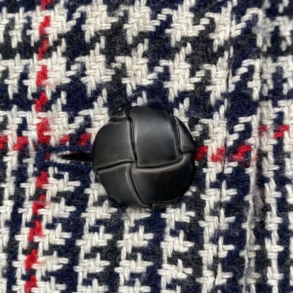 Tommy Hilfiger Classics 12 Wool Blend Houndtooth Plaid Coat Navy Red Cream Pocke - Picture 12 of 16